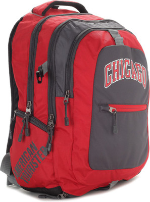 

American Tourister 14 inch Laptop Backpack(Grey, Red), Red/grey