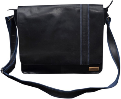 

Le Craf 14 inch Laptop Messenger Bag(Black), Black-04