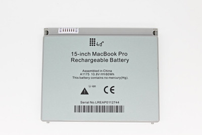 

4d MACBOOK PRO 15" A1175 A1150 A1211 A1226 A1260 MA463 MA600 SILVER 6 Cell Laptop Battery