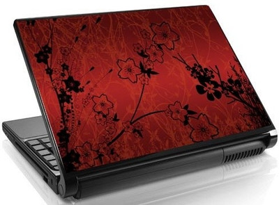 

Theskinmantra Red N Black N Floral Vinyl Laptop Decal 15.6