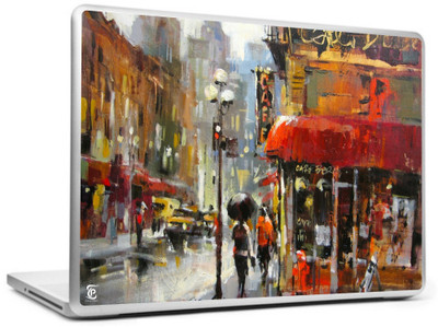 

Print Shapes City street rain painting Vinyl Laptop Decal 15.6