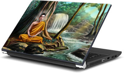 

ShopMantra Buddha Meditating Under Tree Oil Paint Vinyl Laptop Decal 15.6