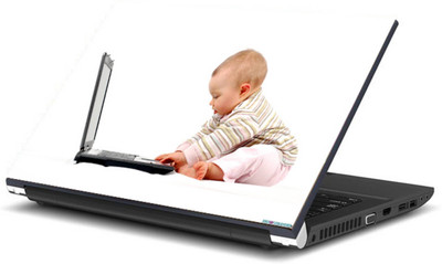 

Print Shapes Baby operating laptop Vinyl Laptop Decal 15.6