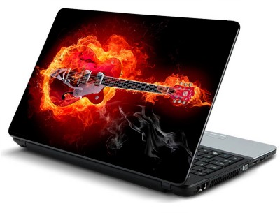 

Geek burning guitar flame HQ Laminated Vinyl Laptop Decal 15.6