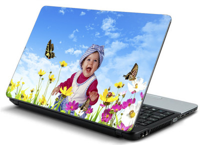 

Geek CHILD NATURE BOY SMILE HAPPY SKY FLOWERS BUTTERFLY Laminated Vinyl Laptop Decal 15.6