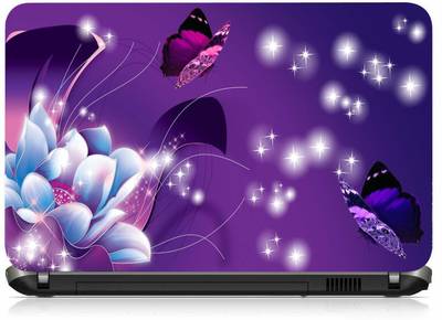 VI Collections PURPLE FLOWER GLITTERS PRINTED VINYL Laptop Decal 15.6