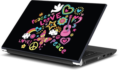 

ShopMantra Peace Love Girl Artwork Vinyl Laptop Decal 15.6