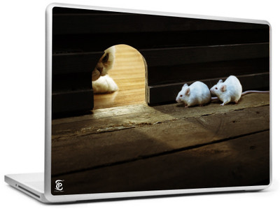 

Print Shapes Cat chasing white mice Vinyl Laptop Decal 15.6