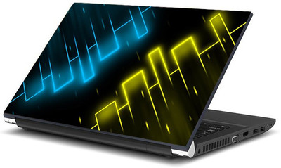 

Geek Bleu and Yellow Horizontal Bars Pattern Laminated Vinyl Laptop Decal 15.6