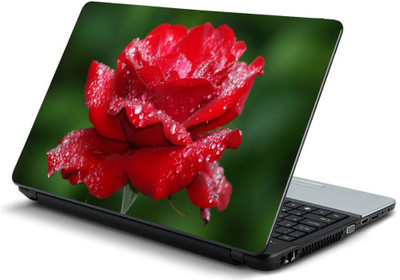 

Geek FLOWER ROSE DEW DROPS RED Laminated Vinyl Laptop Decal 15.6