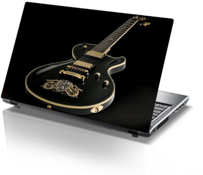 Decor Villa guiter black Self Adhesive Vinyl Laptop Skin Compatible for 15.6 inch(Theme: Music)
