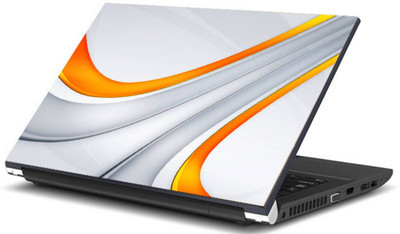 

Print Shapes Orange and white round horizontal rays Vinyl Laptop Decal 15.6