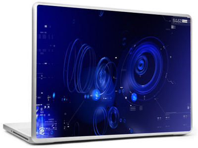 Print Shapes Blue black abstract white circles numbers Vinyl Laptop Decal 15.6