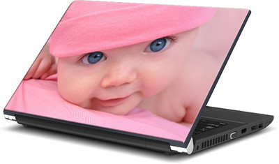 ShopMantra Blue Eyed Baby With Pink Cap Vinyl Laptop Decal 15.6