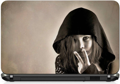 

Geek cute girl portrait hood wide Laminated Vinyl Laptop Decal 15.6