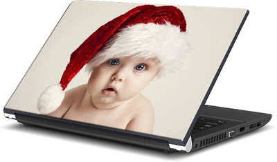 

ShopMantra Cute Baby with Santa Cap Vinyl Laptop Decal 15.6