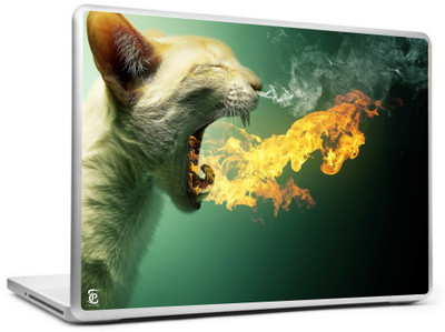 

Print Shapes Cat blowing fire flames Vinyl Laptop Decal 15.6