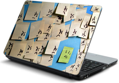 

Geek angry post it on the green wide HQ Laminated Vinyl Laptop Decal 15.6