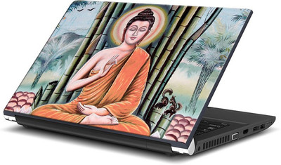 

ShopMantra Buddha Meditating Under Tree Illustration Vinyl Laptop Decal 15.6