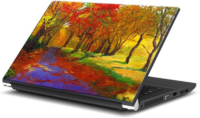 

ShopMantra Red Leaves in a Wood Canvas Painting Vinyl Laptop Decal 15.6
