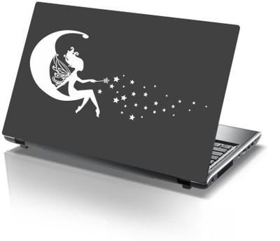 Decor Villa angel moon Self Adhesive Vinyl Laptop Skin Compatible for 15.6 inch(Theme: Nature)