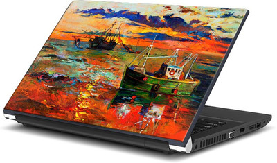 

ShopMantra Sunset Ship Brush Paint Vinyl Laptop Decal 15.6