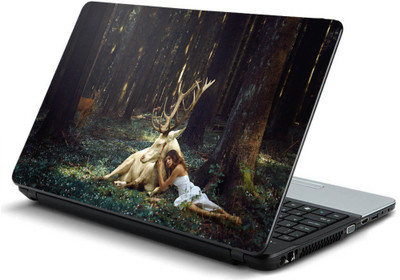 

Geek GIRL DEER FOREST BLOOD TREES Laminated Vinyl Laptop Decal 15.6