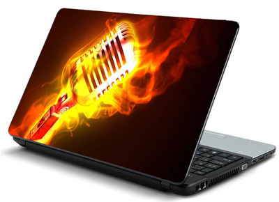 

Geek microphone fire flame metal HQ Laminated Vinyl Laptop Decal 15.6