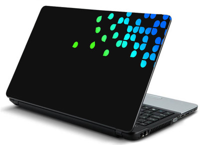 

Geek BLUE GREEN BLACK DOTS CIRCLES Laminated Vinyl Laptop Decal 15.6