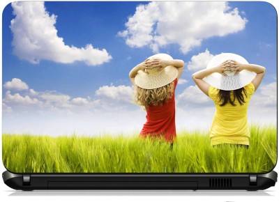 

Geek Two girl Holding Head Waching Upward Laminated Vinyl Laptop Decal 15.6