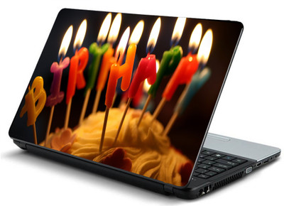 

Geek CAKE CANDLES FOOD BIRTHDAY Laminated Vinyl Laptop Decal 15.6