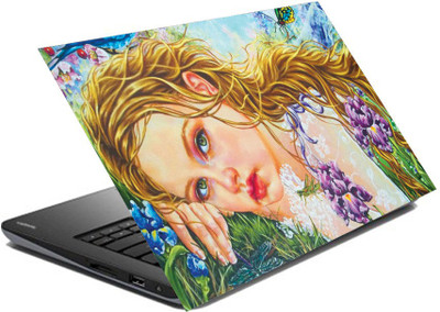 

hifex golden hair girl painting vinyl Laptop Decal 15.6