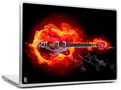Print Shapes Electric guitar in fire Vinyl Laptop Decal 15.6