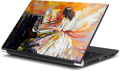 

ShopMantra Girl Playing Piano Brush Painting Vinyl Laptop Decal 15.6