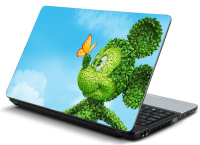 Geek MICKEY MOUSE GRASS FLOWERS BUTTERFLY TOON Laminated Vinyl Laptop Decal 15.6