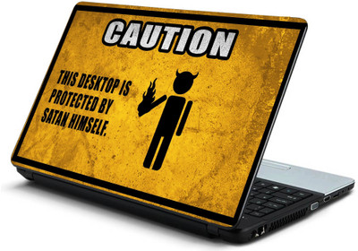 

Geek Caution Logo Satan Logo Desktop Computer HQ Laminated Vinyl Laptop Decal 15.6