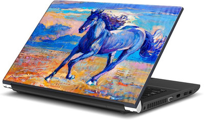 

ShopMantra Blue Horse Running Brush Paint Vinyl Laptop Decal 15.6