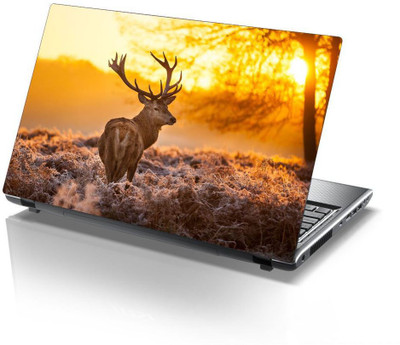 Decor Villa deer in jungle Self Adhesive Vinyl Laptop Skin Compatible for 15.6 inch(Theme: Nature)