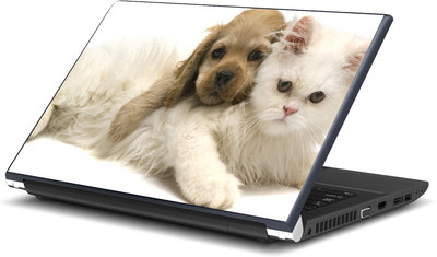 

Artifa Cute Cat and Dog Printed Vinyl Laptop Decal 15.6