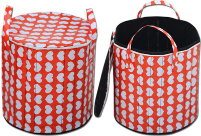 

Super India 10 L Red, White Laundry Basket(PVC)