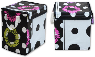 The Intellect Bazaar 4 L Black, White Laundry Basket(PVC)