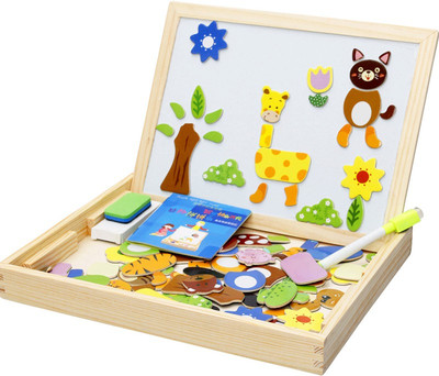 

Montez Magnetic Jigsaw Puzzle Two-Sided Whiteboard & Blackboard Educational Wooden Toy(Multicolor)