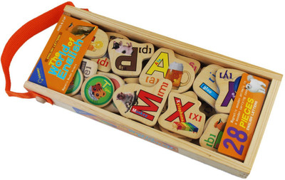 

QISIWEI 28 Piece Wooden Magnetic Cutout Stickers in Wooden Carry Case for Kids(Multicolor)