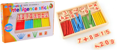

Kuhu Creations Kids Mathematical Intelligence Stick Learning Toy Wooden Number Blocks And Counting Rods Box Toys Set For Kids Children Early Education(Multicolor)