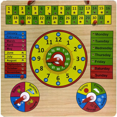 

Allin1 Wooden Calendar Clock Weather Seasons Learning Board (Multicolor)(Multicolor)