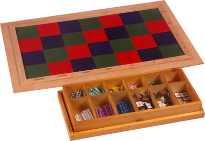

Kidken Montessori Chequer Felt board with single box of beads and tiles(Multicolor)