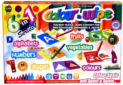 

Apple Fun Colour & Wipe 6in1 Series-1 (Alphabets, Fruits, Numbers, Vegetables, Shapes, Colours)(Multicolor)