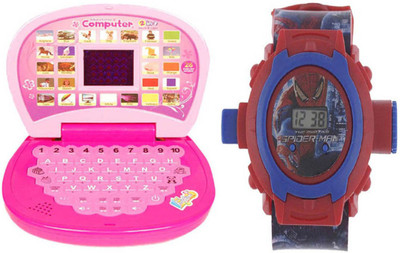 

Aquaras COMBO KIDS WATCH & DISPLAY LEARNING LAPTOP(Gold)