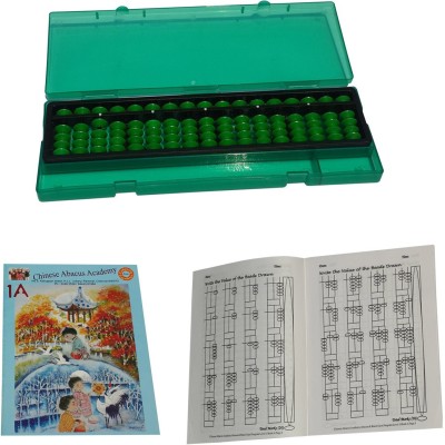 CHINESE ABACUS ACADEMY 17 ROD GREEN STUDENTS KIT WITH BOX AND TWO WORK BOOKS(Green)