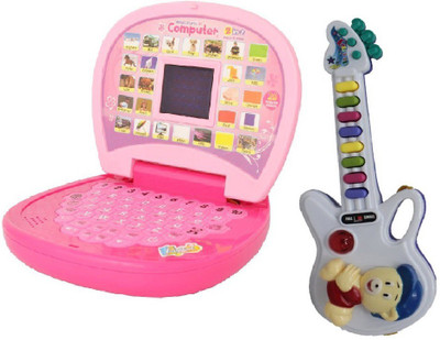 

New Pinch Combo of English Mini Laptop with screen & Musical Guitar with Button(Multicolor)